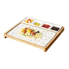 GENERICO - Tabla Bandeja Aperitivos Sushi De Cerámica Con Soporte