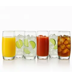 CRISTAR - Set 6 Vasos Altos Vidrio Nápoles 390 mL Jugos Tragos Bebidas