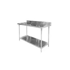 IMAHE - MESÓN CON RESPALDO ACERO INOX 150 X 70 X 85