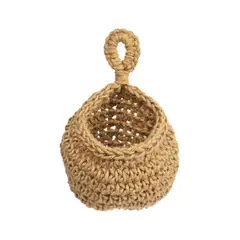 SOLEIO - Pack 4 Bolsas Colgantes De Rattan Ecológicas Multiusos