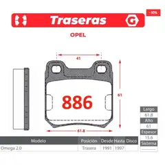 GENERICO - Pastilla de Freno - Opel Omega - Gtx Premium plus