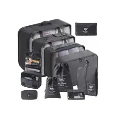 GENERICO - Set 11 Organizadores De Equipaje De Viaje Bolsa Impermeable Negro