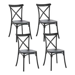 MOBOI - Pack 4 Sillas Crossback Negra Apilable