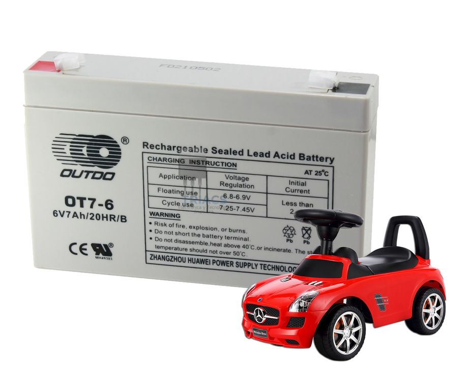 Batería 6 volt 7ah para autos de juguete