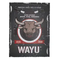 WAYU - Cuadro Bar Metálico 40x30 Toro Quincho Parrilla Bbq