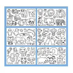 GENERICO - Papel adhesivo para colorear diseño Animales 3mts