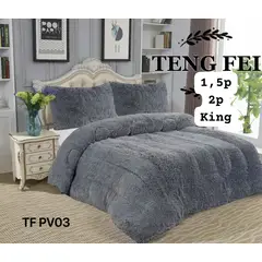 GENERICO - Cobertor de Invierno Peludo y Chiporro 1,5 plaza GRIS