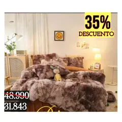 DIANA - COBERTOR PELUDO PLUMON QUITA FRIO DE INVIERNO CAFE JASPEADO 1.5 PLAZA