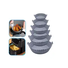 GENERICO - Moldes Silicona Para Air Fry Microondas Freidora -6uni- GRIS