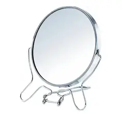 GENERICO - Espejo Redondo Doble Cara Aumento Normal Base Metal 4pulgada