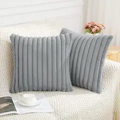 AZ AURAZEUS - Fundas De Cojines Set X2 Cama Sillon Suave GRIS 45 X 45 Almohada