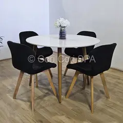CORI CORI - Comedor Mesa Mármol (100cms) + 4 Sillas Mariposa Velvet Negro