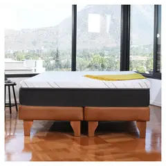 LATAM HOME - CAMA ZEN TOP SPRING SOFT CUERO KENTUCKY CAFÉ CLARO KING