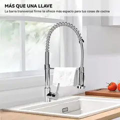 LEFORGE - Grifo Llave Alta Monomando Cocina Rociador Flexible Acero Plateado