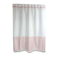 GENERICO - Cortina de Baño Rayas Fleco Rosa