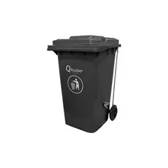 QRUBBER - Basurero Contenedor Basura 240 lts. gris con pedal