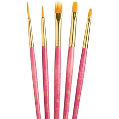 PRINCETON - Set 5 Pinceles Mango Corto Pelo Taklon Dorado
