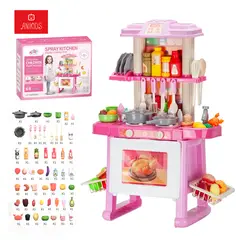 ANIKIDS - Cocina De Juguete Grande 69pcs Niños Luz Sonido 71cm Fucsia