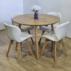 CORI CORI - Comedor Mesa Expandible (100-140-180) + 4 Sillas Mariposa Wood Blanco