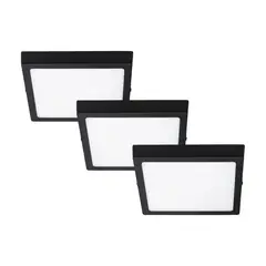 GENERICO - Pack 3 Panel LED Sobrepuesto Cuadrado Negro PRO 12W Neutro.