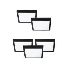 GENERICO - Pack 5 Panel LED Sobrepuesto Cuadrado Negro PRO 12W Neutro