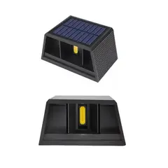GENERICO - X 2 Aplique Luz Cálida Solar Foco Doble Cara De Pared Negro