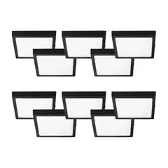GENERICO - Pack 10 Panel LED Sobrepuesto Cuadrado Negro PRO 24W Frío