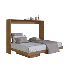 HOGA - Cama Plegable Horizontal 2 Plazas Manhattan Nogal