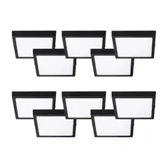 GENERICO - Pack 10 Panel LED Sobrepuesto Cuadrado Negro PRO 18W Neutro.