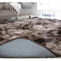 GENERICO - Alfombra peluda de living tipo shaggy 300 x 200 Cafe Jaspeado