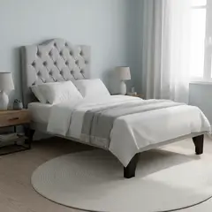 FLOBAL - Cama 1 Plaza Ovalada Incluye Base y Respaldo Perla