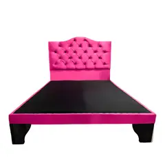 FLOBAL - Cama 1 Plaza Ovalada Incluye Base y Respaldo Fucsia