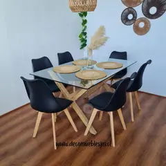 GENERICO - Comedor valencia rectangular tulip 6 puestos NEGRO