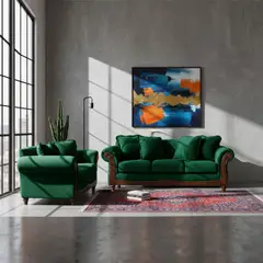 LATAM HOME - Juego de Living Rimini 3-2 Tela Velvet Verde