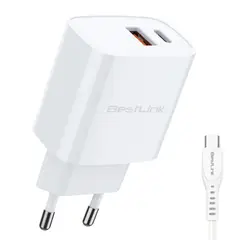BESTLINK - CARGADOR USB CORRIENTE DUAL PD QC CARGA RÁPIDA + CABLES USB-C