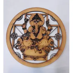 GENERICO - Ganesha MDF color natural 30 cm de diámetro.