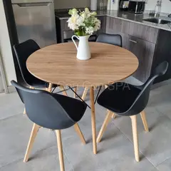 CORI CORI - Juego de Comedor Mesa Wood 100cm + 4 Sillas Tulip Negro