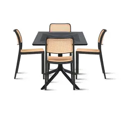 KLIK - Mesa restaurant 80x80 Polipropileno + 4 Sillas Hoffman Enrejada Negra