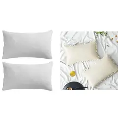GENERICO - Pack 2 fundas de cojin pompon 30x50 + 2 cojines 30x50