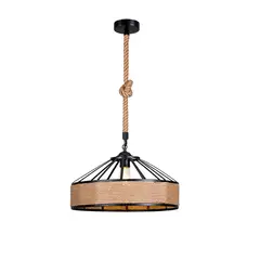 HB LEDS - Lámpara Colgante Diseño Yute Circular Porta E27 Incluye Ampolleta