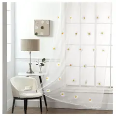 GENERICO - Visillos blancos con diseño bordados 230x140cm
