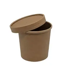 GENERICO - Pote Kraft Desechable Con Tapa 16oz 473ml 100 Unidades