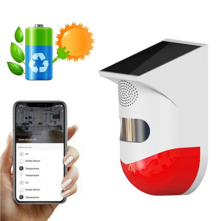 Alarma Solar Sirena Exterior Wifi Sensor de Movimiento