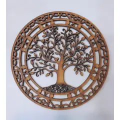 GENERICO - Árbol vida Círculo MDF color natural 30 cm de diámetro.