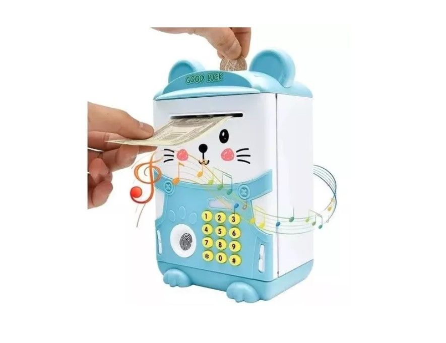 Alcancia Electrónicacaja Fuerte Para Niños Con Huella Azul