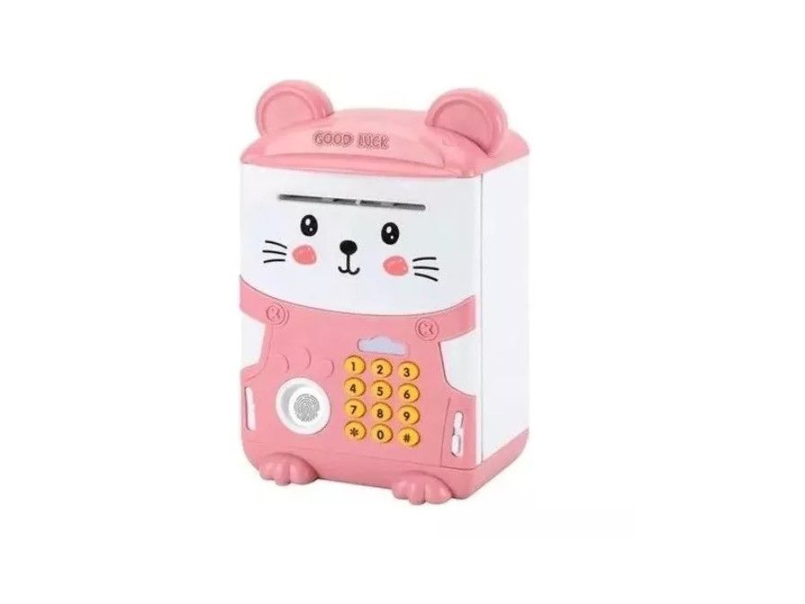 Alcancia Electrónicacaja Fuerte Para Niños Con Huella Rosa