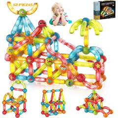 LUKOVEE - Juguete Didáctico De Bloques De Varillas Magnéticas Pniños