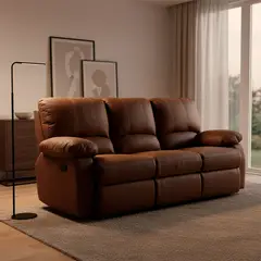 ROSEN - Sofá Reclinable Archie 3 Cuerpos Manual Tela Café