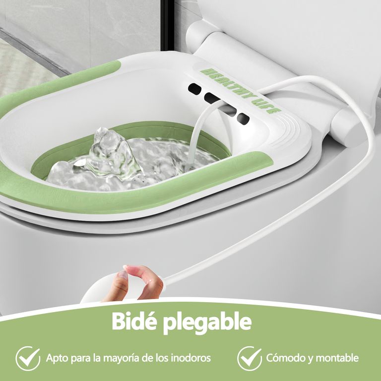 Baño Asiento Alivio Hemorroides Embarazadas Bidé Plegable verde