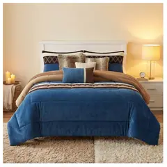 GENERICO - Cobertor Chiporro Invierno 2 Plazas - Azul Café 1509